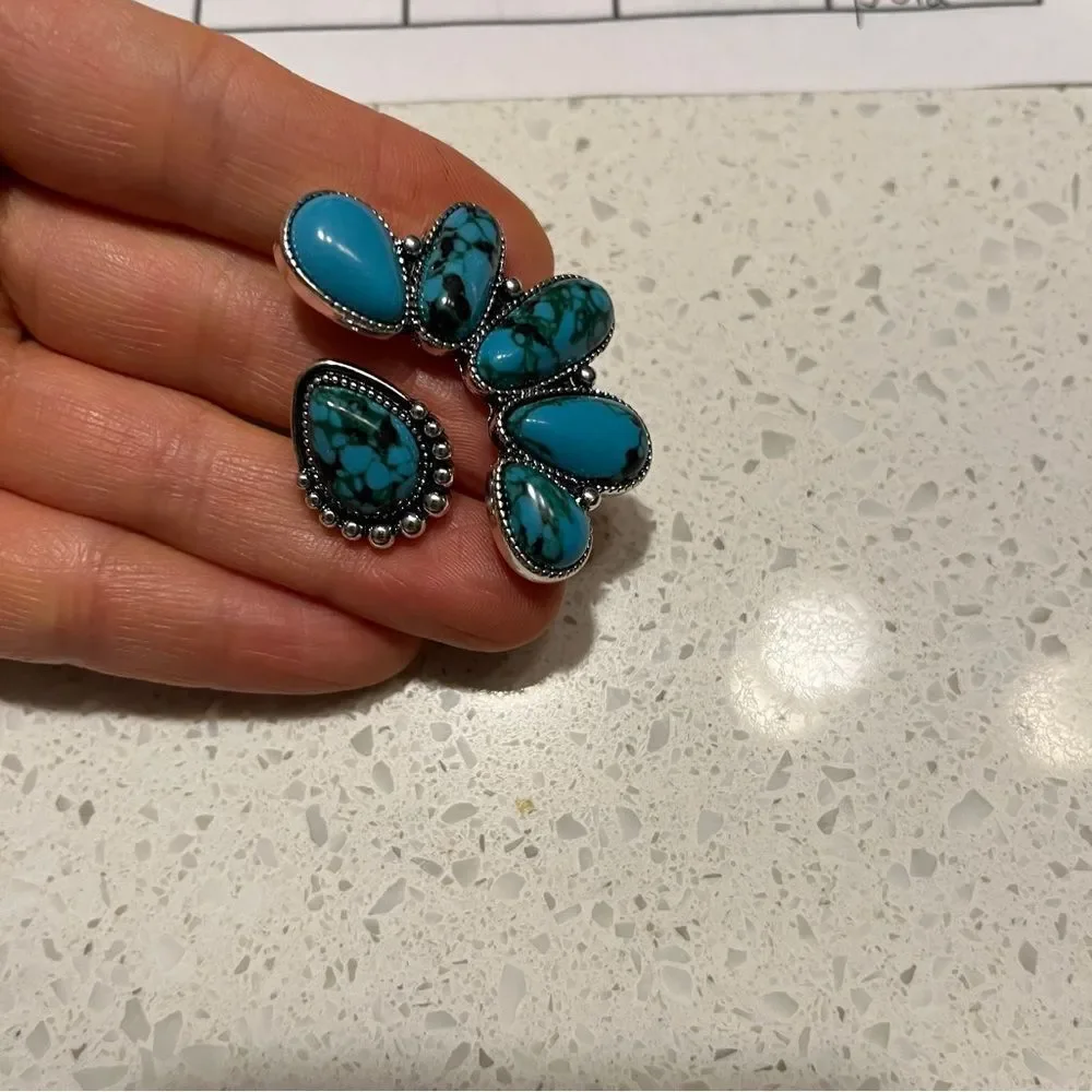 Vintage Bohemian Style Faux Turquoise Open‎ Ring